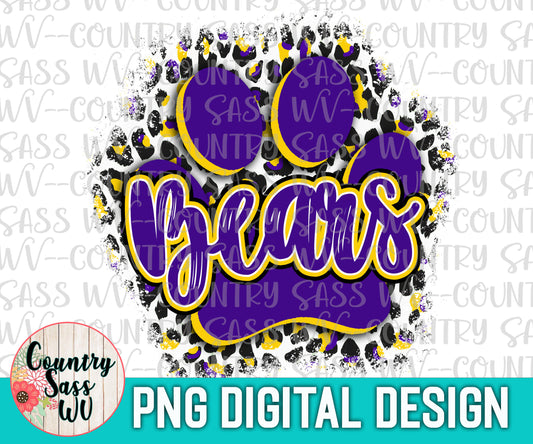 Bears Purple-Gold PNG Design