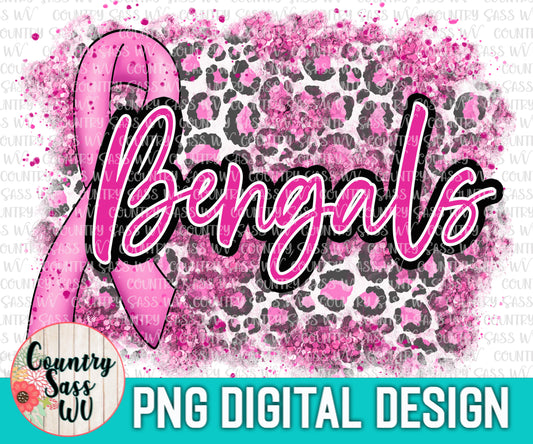 BENGALS GLITTER PNG Design  Breast Cancer Awareness
