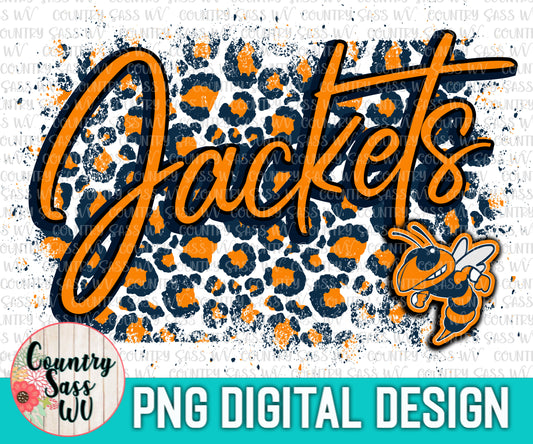 Roane County Jackets Distressed Cheetah Navy-Orange PNG Design