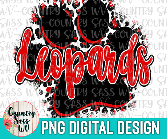 Leopards PAW Red-Grey PNG Design