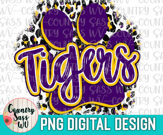 Rock County Tigers Purple-Gold PNG Design