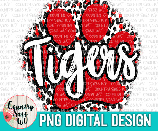 Tigers Red-White PAW  PNG Design