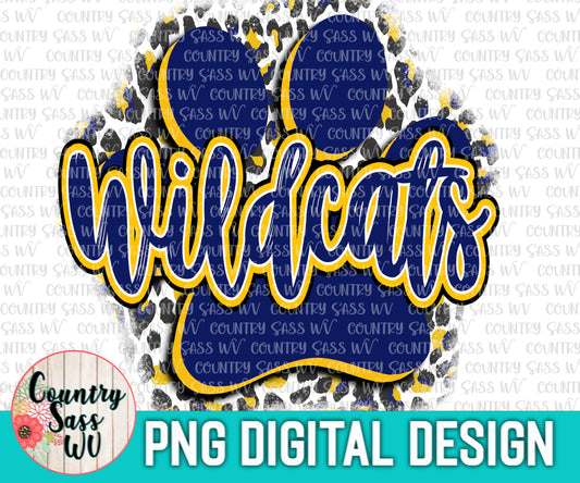 Hannan Wildcats Navy Blue-Gold Paw PNG Design